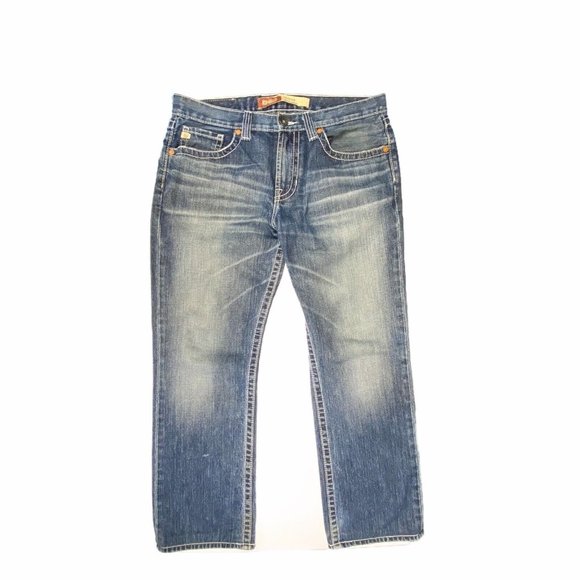 Big Star Mens Jeans Size 33 Long Union Slim Straight Mid Rise Distressed Denim - Picture 1 of 11